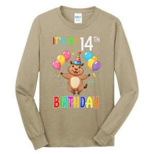 Capybara Birthday 14 Birthday Party 14th Birthday Tall Long Sleeve T-Shirt