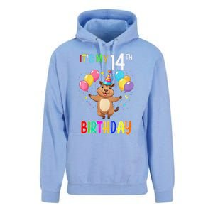 Capybara Birthday 14 Birthday Party 14th Birthday Unisex Surf Hoodie