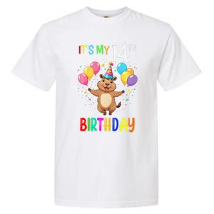 Capybara Birthday 14 Birthday Party 14th Birthday Garment-Dyed Heavyweight T-Shirt