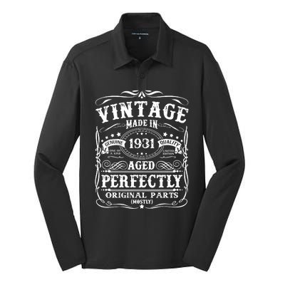 Classic Birthday 1931 Gift 91st Birthday Silk Touch Performance Long Sleeve Polo