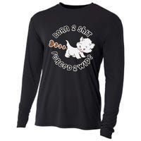 Cat Born 2 Shit Forced 2 Wipe Cute Cat Cat Lover Funny Heart Poop Cooling Performance Long Sleeve Crew