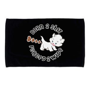 Cat Born 2 Shit Forced 2 Wipe Cute Cat Cat Lover Funny Heart Poop Microfiber Hand Towel