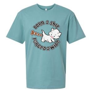 Cat Born 2 Shit Forced 2 Wipe Cute Cat Cat Lover Funny Heart Poop Sueded Cloud Jersey T-Shirt