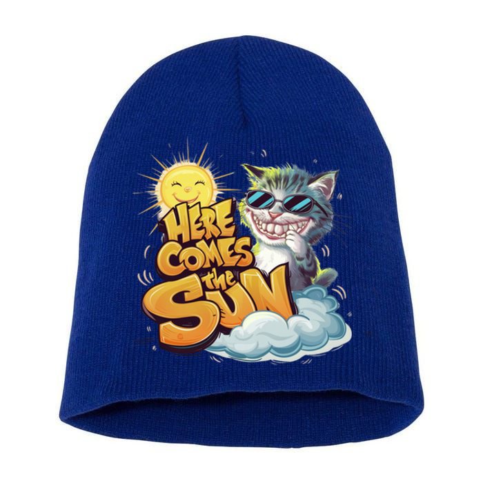 California Beach 2024 Vacation Weekend Summer Here Comes Sun Gift Short Acrylic Beanie