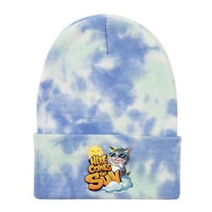 California Beach 2024 Vacation Weekend Summer Here Comes Sun Gift Tie Dye 12in Knit Beanie