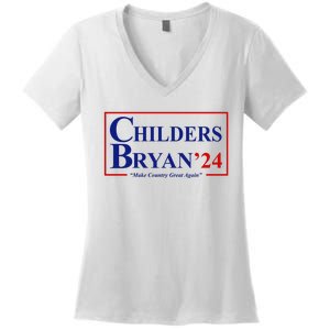 Childers Bryan 2024 Make Country Great Again Women's V-Neck T-Shirt