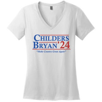 Childers Bryan 2024 Make Country Great Again Women's V-Neck T-Shirt