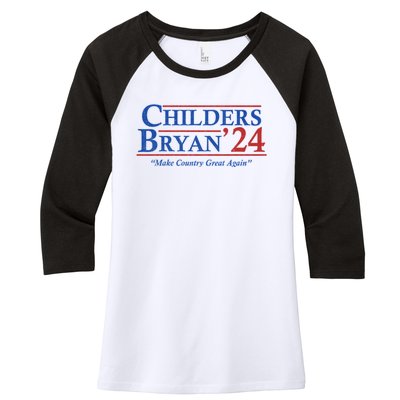 Childers Bryan 2024 Make Country Great Again Women's Tri-Blend 3/4-Sleeve Raglan Shirt