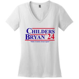 Childers Bryan 2024 Make Country Great Again Women's V-Neck T-Shirt