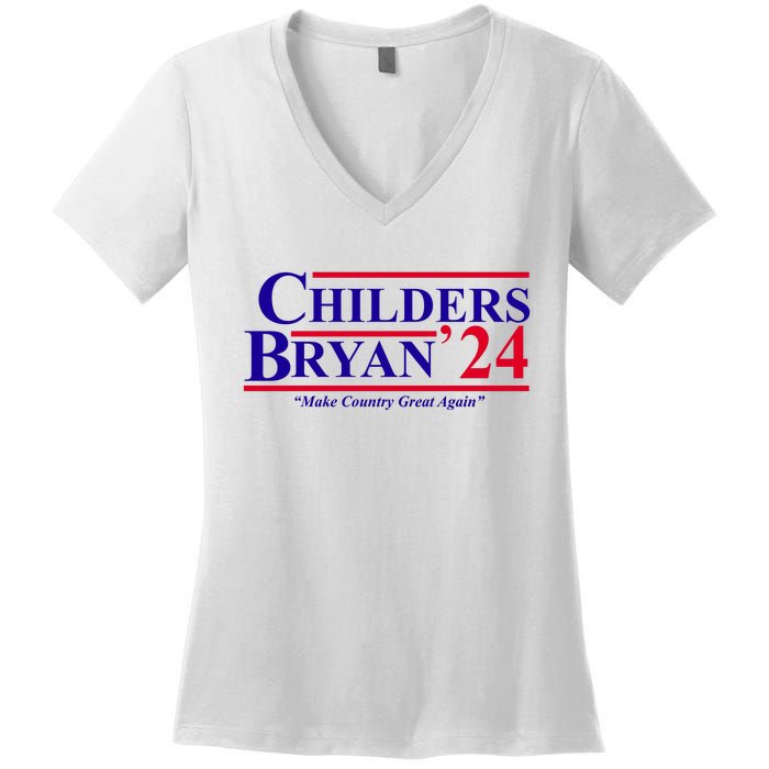 Childers Bryan 2024 Make Country Great Again Women's V-Neck T-Shirt