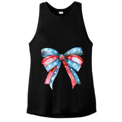 Coquette Bow 4th Of July Independence Day Ladies PosiCharge Tri-Blend Wicking Tank