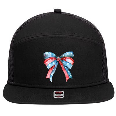 Coquette Bow 4th Of July Independence Day 7 Panel Mesh Trucker Snapback Hat