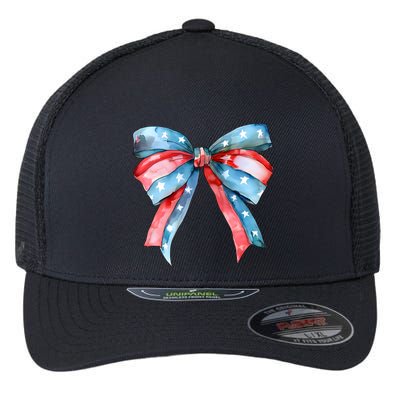 Coquette Bow 4th Of July Independence Day Flexfit Unipanel Trucker Cap