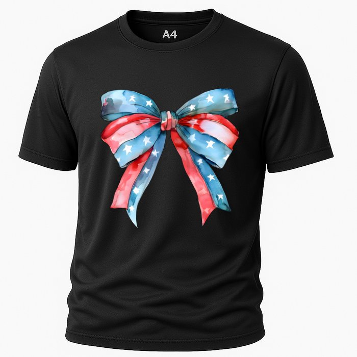 Coquette Bow 4th Of July Independence Day Cooling Performance Crew T-Shirt