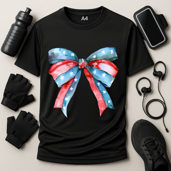 Coquette Bow 4th Of July Independence Day Cooling Performance Crew T-Shirt