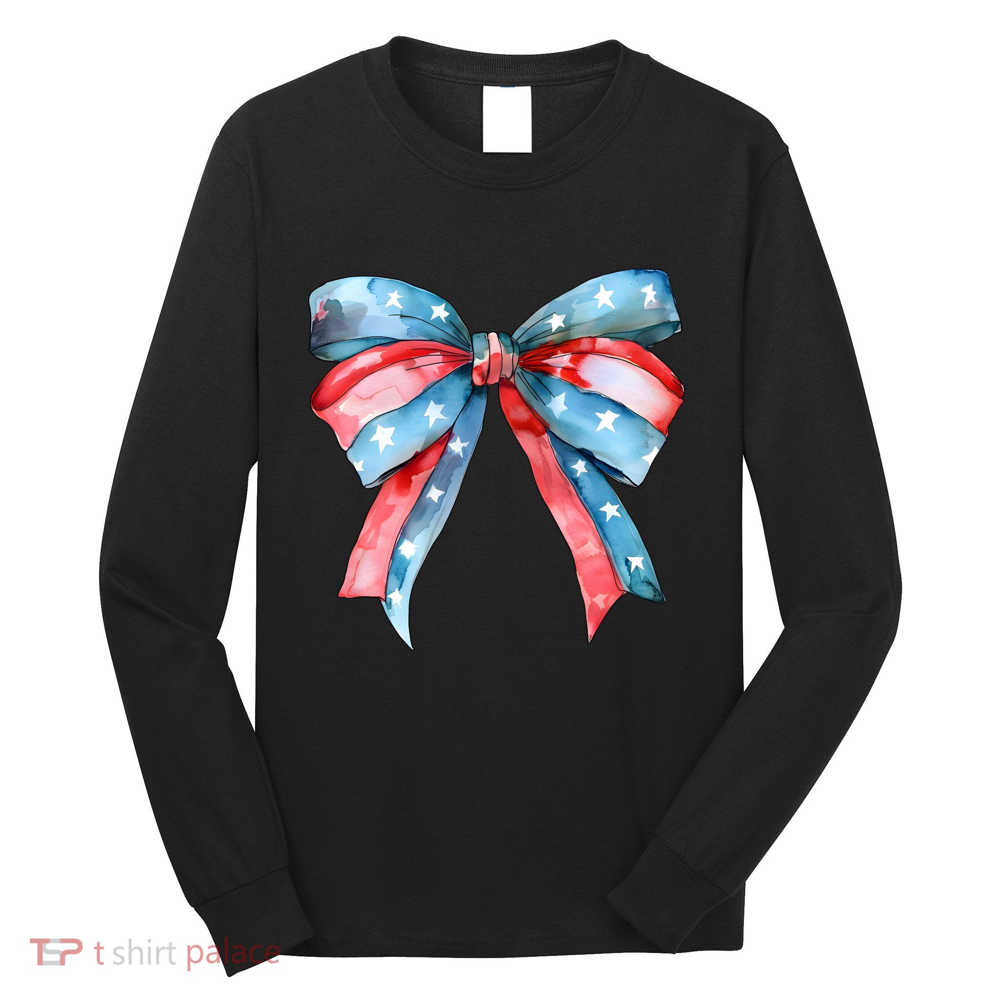 Coquette Bow 4th Of July Independence Day Long Sleeve Shirt