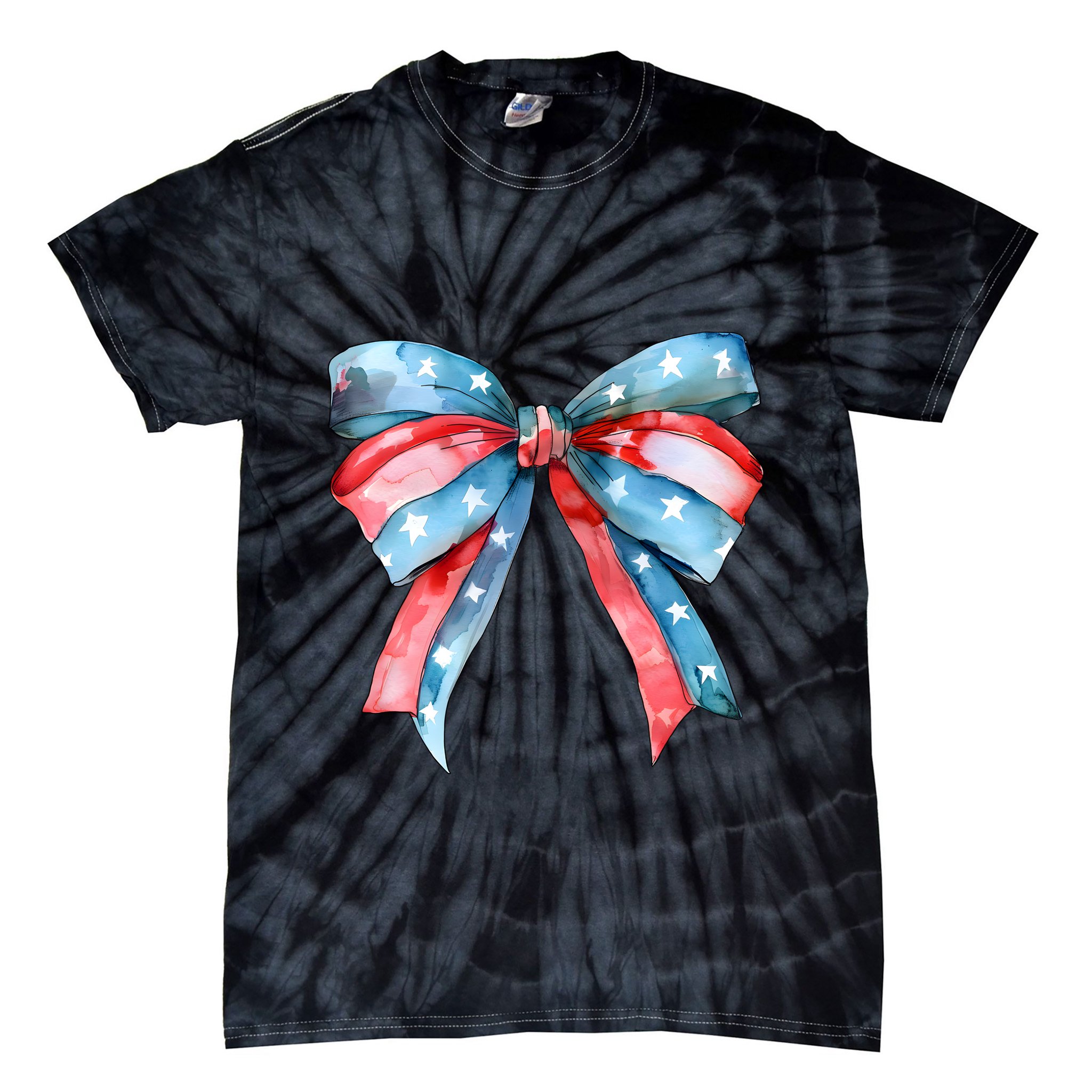 Coquette Bow 4th Of July Independence Day Tie-Dye T-Shirt