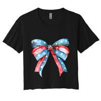 Coquette Bow 4th Of July Independence Day Women's Crop Top Tee