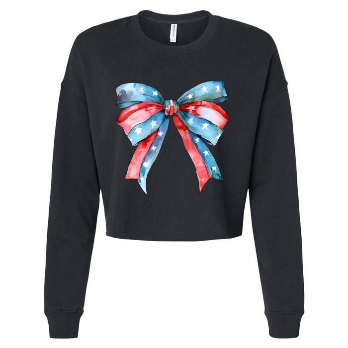 Coquette Bow 4th Of July Independence Day Cropped Pullover Crew