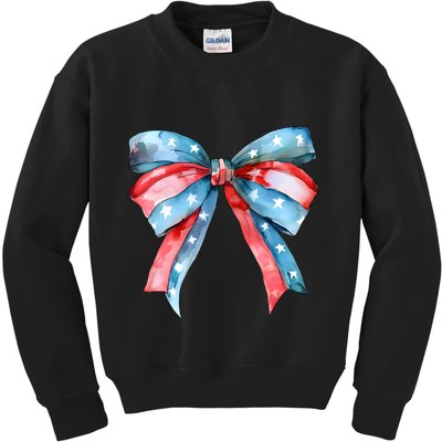 Coquette Bow 4th Of July Independence Day Kids Sweatshirt