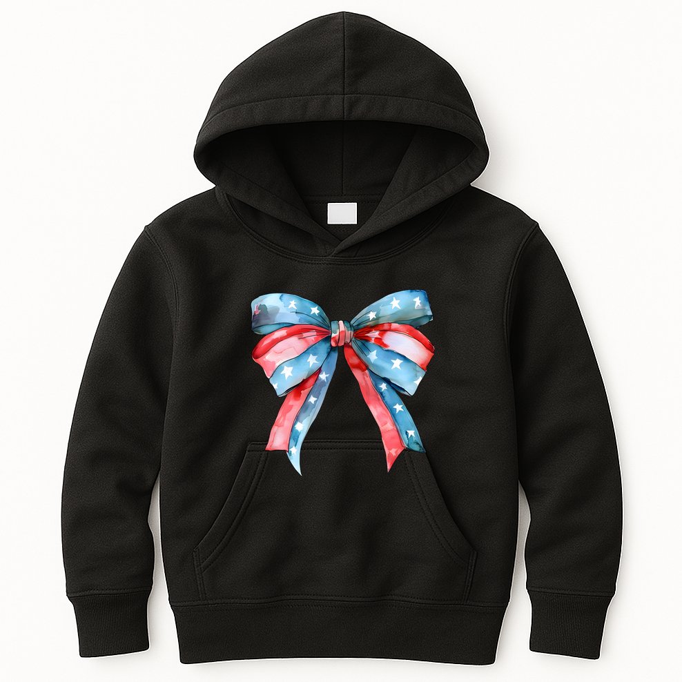 Coquette Bow 4th Of July Independence Day Kids Hoodie
