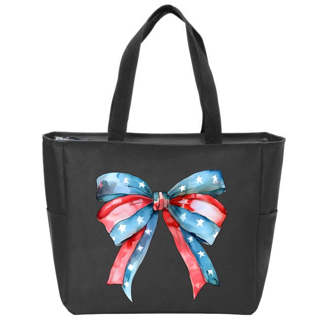 Coquette Bow 4th Of July Independence Day Zip Tote Bag