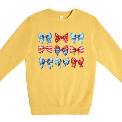 Coquette Bows 4th Of July Patriotic Bows Women Premium Crewneck Sweatshirt