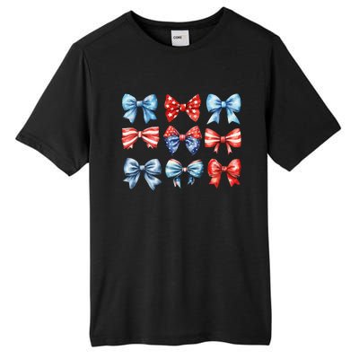 Coquette Bows 4th Of July Patriotic Bows Women Tall Fusion ChromaSoft Performance T-Shirt