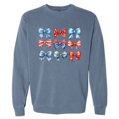 Coquette Bows 4th Of July Patriotic Bows Women Garment-Dyed Sweatshirt