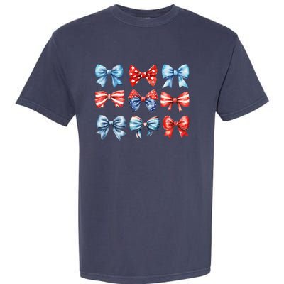 Coquette Bows 4th Of July Patriotic Bows Women Garment-Dyed Heavyweight T-Shirt