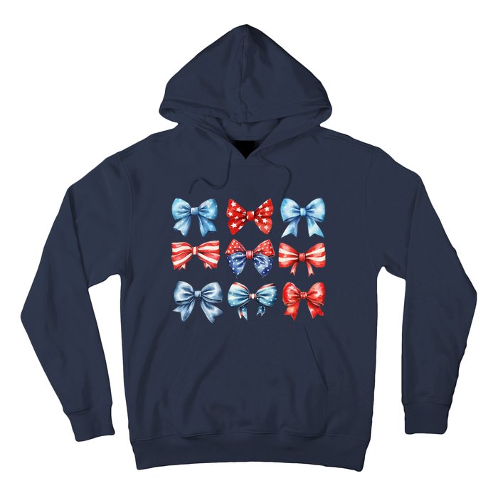 Coquette Bows 4th Of July Patriotic Bows Women Hoodie