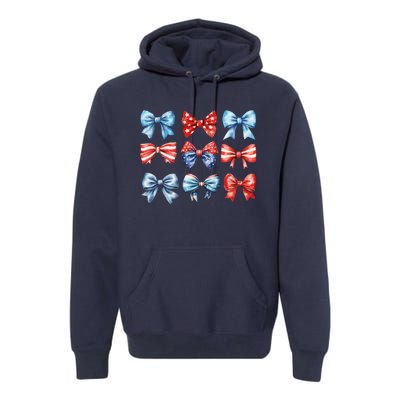 Coquette Bows 4th Of July Patriotic Bows Women Premium Hoodie