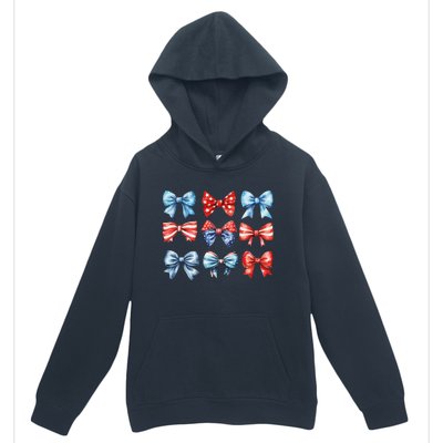 Coquette Bows 4th Of July Patriotic Bows Women Urban Pullover Hoodie