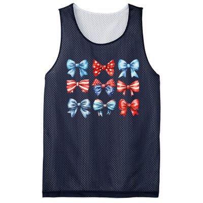 Coquette Bows 4th Of July Patriotic Bows Women Mesh Reversible Basketball Jersey Tank