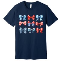 Coquette Bows 4th Of July Patriotic Bows Women Premium T-Shirt