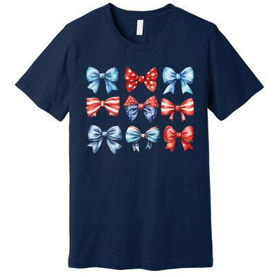 Coquette Bows 4th Of July Patriotic Bows Women Premium T-Shirt