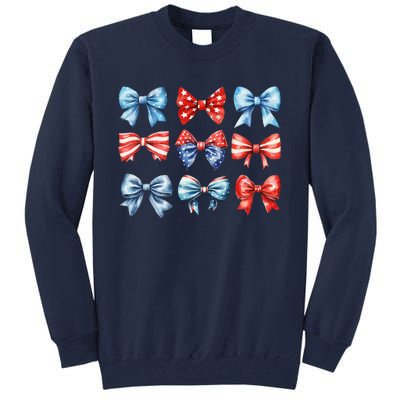 Coquette Bows 4th Of July Patriotic Bows Women Tall Sweatshirt