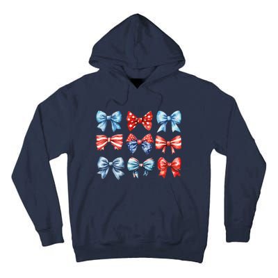 Coquette Bows 4th Of July Patriotic Bows Women Tall Hoodie