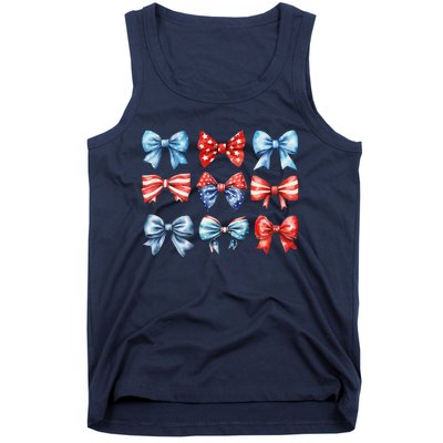 Coquette Bows 4th Of July Patriotic Bows Women Tank Top