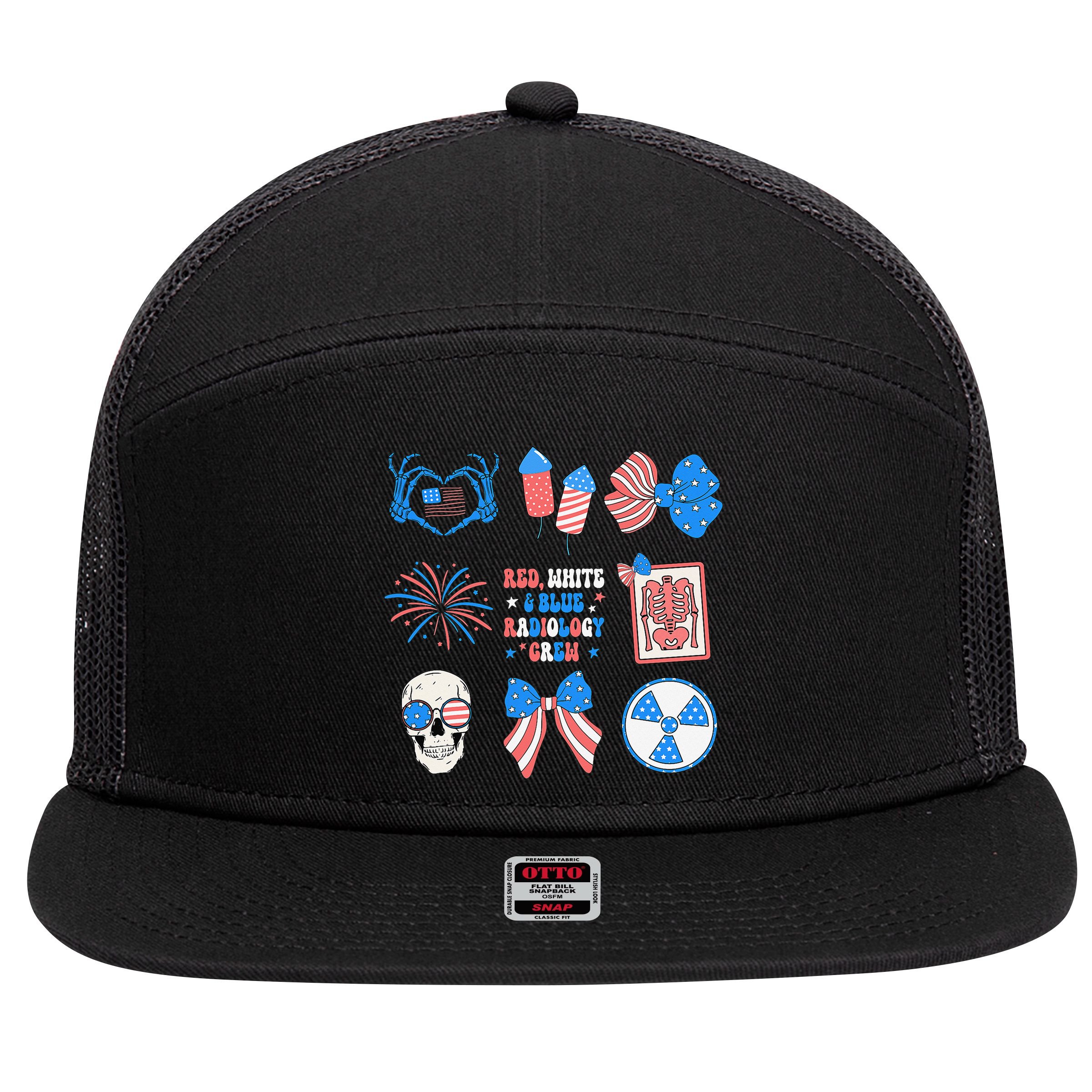 Coquette Bow 4th Of July Radiology Department X-Ray Rad 7 Panel Mesh Trucker Snapback Hat