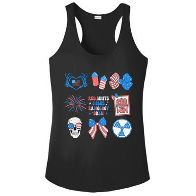 Coquette Bow 4th Of July Radiology Department X-Ray Rad Ladies PosiCharge Competitor Racerback Tank