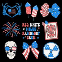 Coquette Bow 4th Of July Radiology Department X-Ray Rad Cropped Pullover Crew