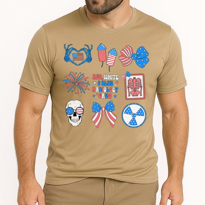 Coquette Bow 4th Of July Radiology Department X-Ray Rad Cooling Performance Crew T-Shirt