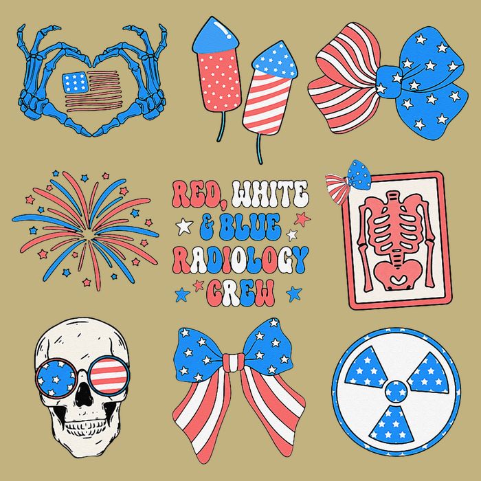 Coquette Bow 4th Of July Radiology Department X-Ray Rad Button