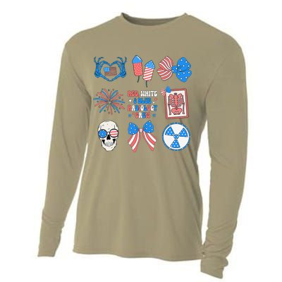 Coquette Bow 4th Of July Radiology Department X-Ray Rad Cooling Performance Long Sleeve Crew