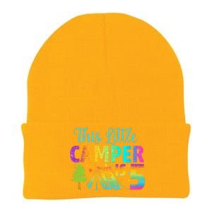 Camper Birthday 5 Years Old Camping 5th Bday Funny Knit Cap Winter Beanie