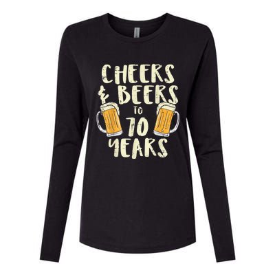  Cheers Beers 70 Years Old 70th Birthday Drinking Gift  Womens Cotton Relaxed Long Sleeve T-Shirt