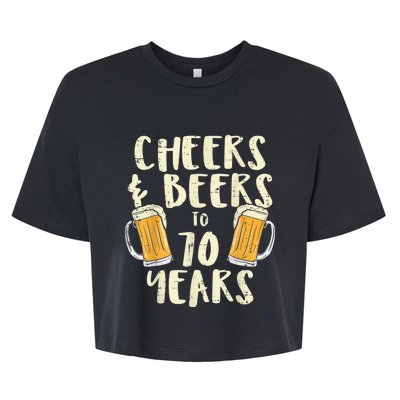  Cheers Beers 70 Years Old 70th Birthday Drinking Gift  Bella+Canvas Jersey Crop Tee