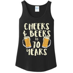  Cheers Beers 70 Years Old 70th Birthday Drinking Gift  Ladies Essential Tank