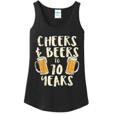  Cheers Beers 70 Years Old 70th Birthday Drinking Gift  Ladies Essential Tank